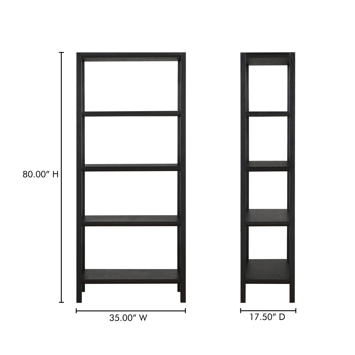 Nolan Black Bookcase by Moe's Home at Eve Furniture