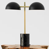 Nova Hydro Black Table Lamp with On/Off Switch Double Lamp with Faux Marble Base by Ashcroft Imports at Eve Furniture