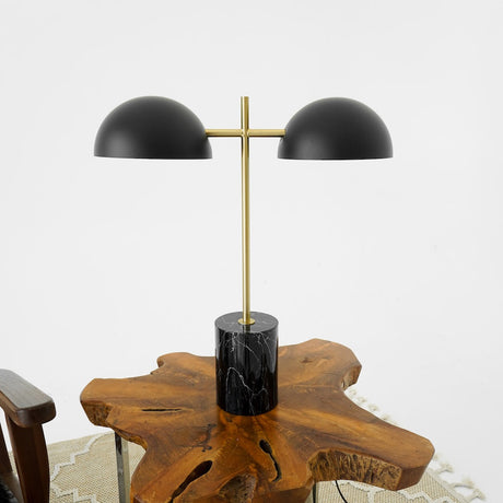 Nova Hydro Black Table Lamp with On/Off Switch Double Lamp with Faux Marble Base by Ashcroft Imports at Eve Furniture
