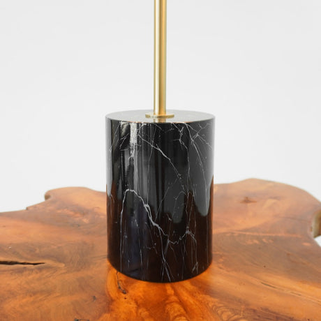 Nova Hydro Black Table Lamp with On/Off Switch Double Lamp with Faux Marble Base by Ashcroft Imports at Eve Furniture