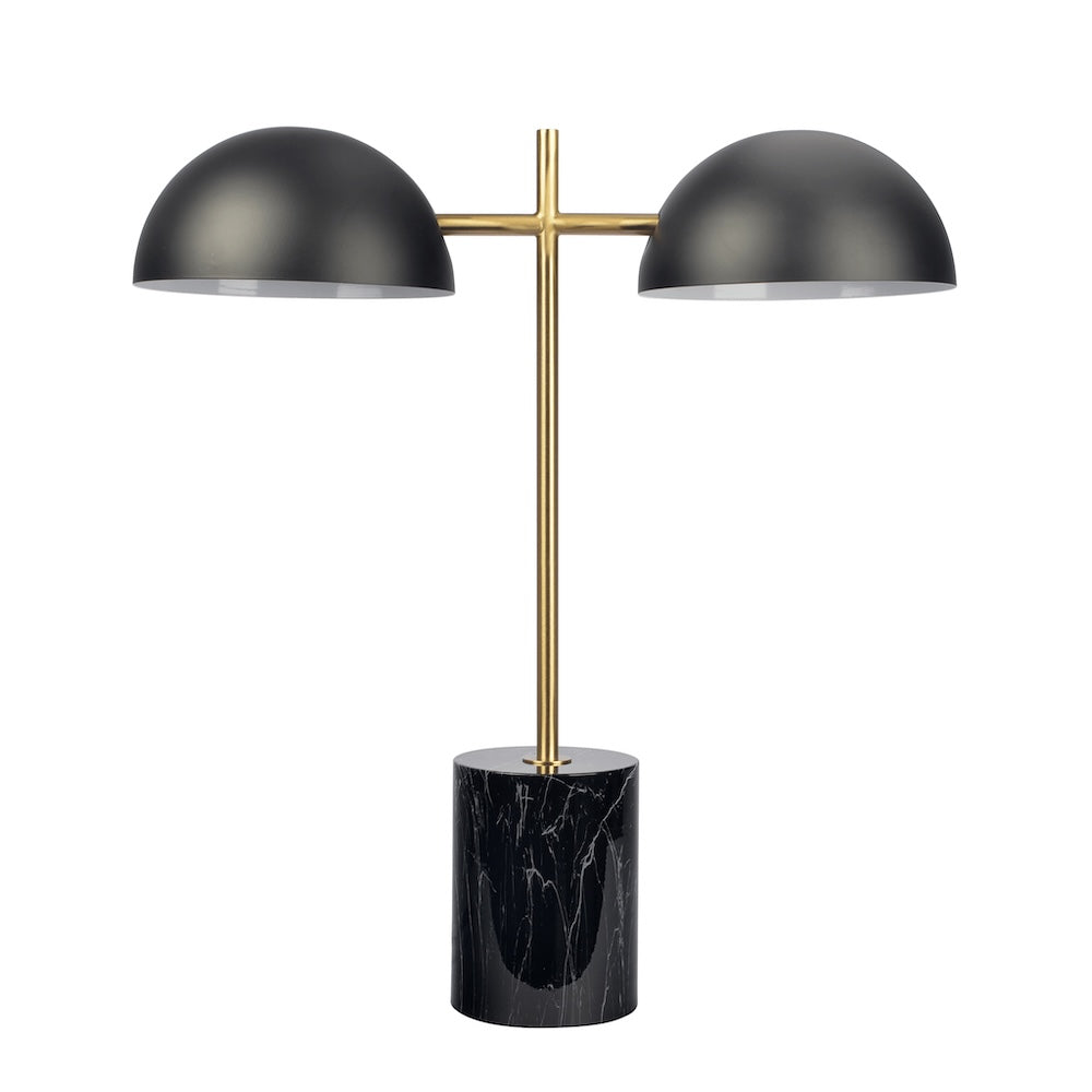 Nova Hydro Black Table Lamp with On/Off Switch Double Lamp with Faux Marble Base by Ashcroft Imports at Eve Furniture