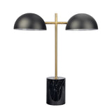 Nova Hydro Black Table Lamp with On/Off Switch Double Lamp with Faux Marble Base by Ashcroft Imports at Eve Furniture