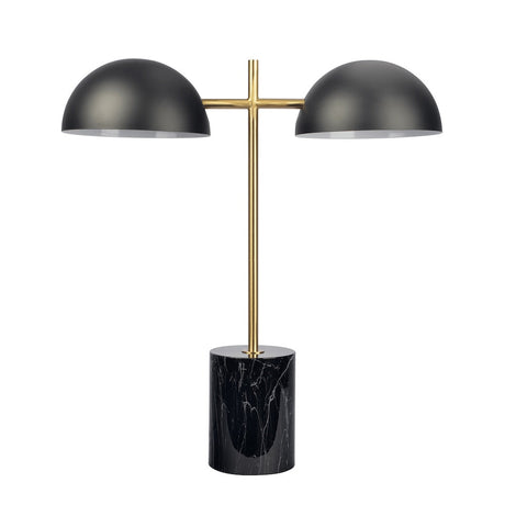 Nova Hydro Black Table Lamp with On/Off Switch Double Lamp with Faux Marble Base by Ashcroft Imports at Eve Furniture