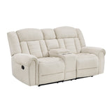 Nutmeg Beige Double Reclining Loveseat with Center Console by Homelegance at Eve Furniture