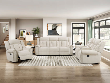 Nutmeg Beige Double Reclining Loveseat with Center Console by Homelegance at Eve Furniture