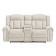 Nutmeg Beige Double Reclining Loveseat with Center Console by Homelegance at Eve Furniture