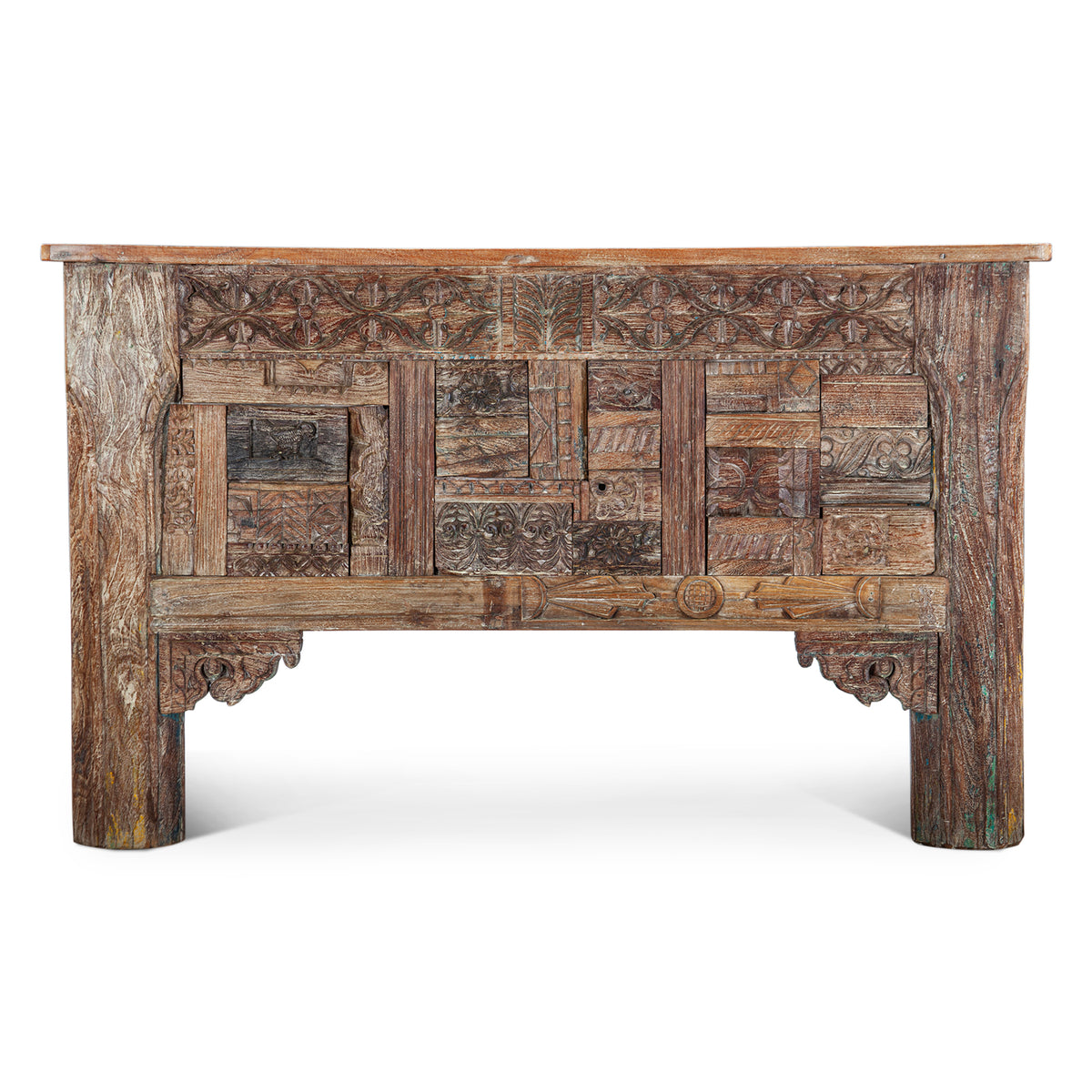 Large Carved Wooden Console Table