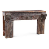 Hand Carved Wood Console Table