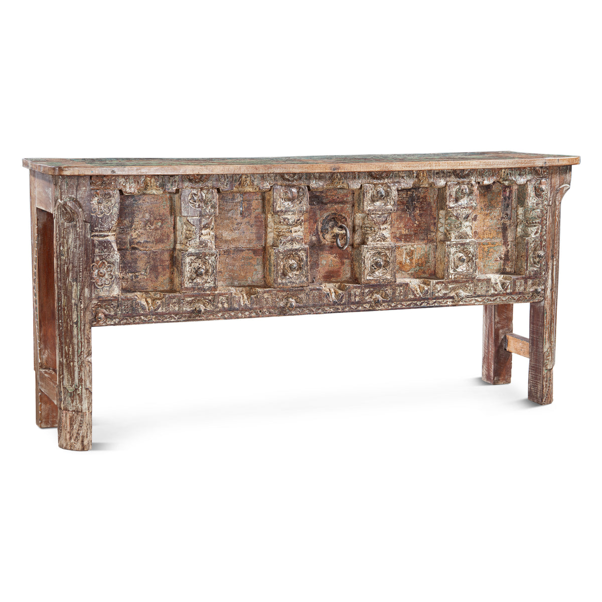 Finely Carved Reclaimed Door Console Table