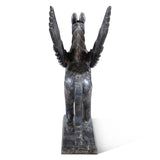 Hand Carved Wood Flying Horse Sculpture on Stand