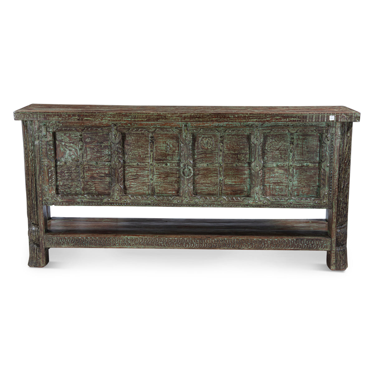Reclaimed Door Console Table with Bottom Shelf