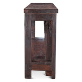 Hand Carved Wood Console Table with Bottom Shelf