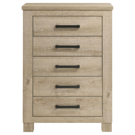 Oakglen Weathered Oak 5-drawer Chest by Coaster at Eve Furniture