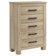 Oakglen Weathered Oak 5-drawer Chest by Coaster at Eve Furniture