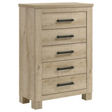 Oakglen Weathered Oak 5-drawer Chest by Coaster at Eve Furniture
