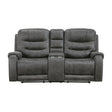 Oberon Dark Gray Double Reclining Loveseat with Center Console by Homelegance at Eve Furniture