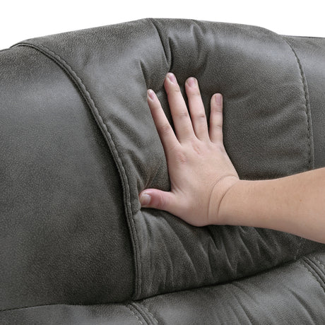 Oberon Dark Gray Double Reclining Loveseat with Center Console by Homelegance at Eve Furniture