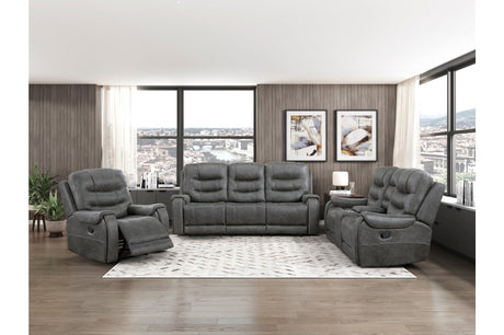 Oberon Dark Gray Double Reclining Loveseat with Center Console by Homelegance at Eve Furniture