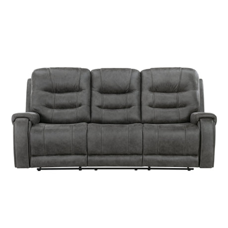 Oberon Dark Gray Double Reclining Sofa by Homelegance at Eve Furniture