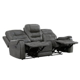 Oberon Dark Gray Double Reclining Sofa by Homelegance at Eve Furniture