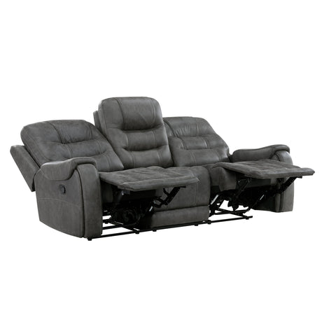 Oberon Dark Gray Double Reclining Sofa by Homelegance at Eve Furniture