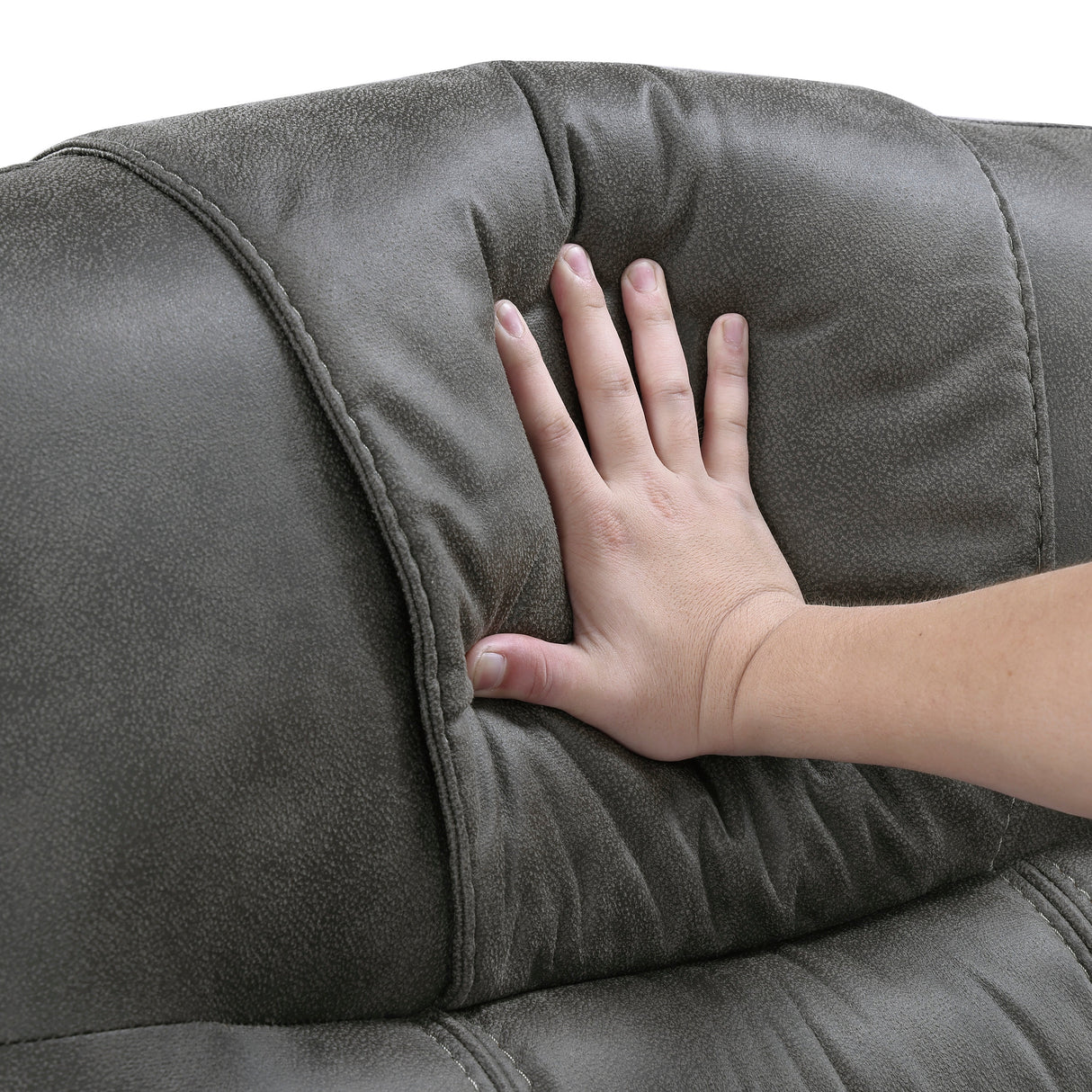 Oberon Dark Gray Double Reclining Sofa by Homelegance at Eve Furniture