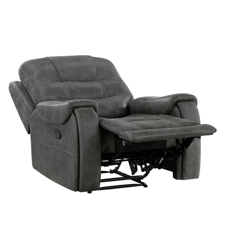 Oberon Dark Gray Reclining Chair by Homelegance at Eve Furniture