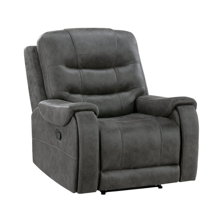 Oberon Dark Gray Reclining Chair by Homelegance at Eve Furniture