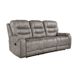 Oberon Grayish Brown Double Reclining Sofa by Homelegance at Eve Furniture