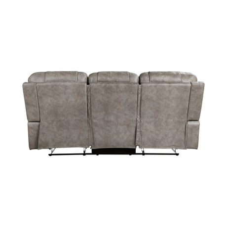 Oberon Grayish Brown Double Reclining Sofa by Homelegance at Eve Furniture