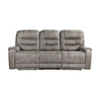 Oberon Grayish Brown Double Reclining Sofa by Homelegance at Eve Furniture