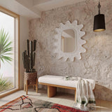 Ollie White Performance Boucle Wooden Bench by TOV Furniture at Eve Furniture