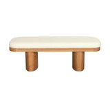 Ollie White Performance Boucle Wooden Bench by TOV Furniture at Eve Furniture