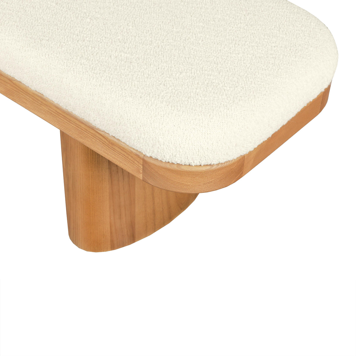 Ollie White Performance Boucle Wooden Bench by TOV Furniture at Eve Furniture