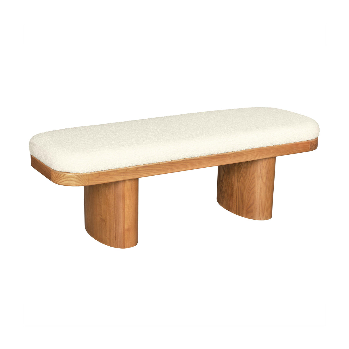 Ollie White Performance Boucle Wooden Bench by TOV Furniture at Eve Furniture