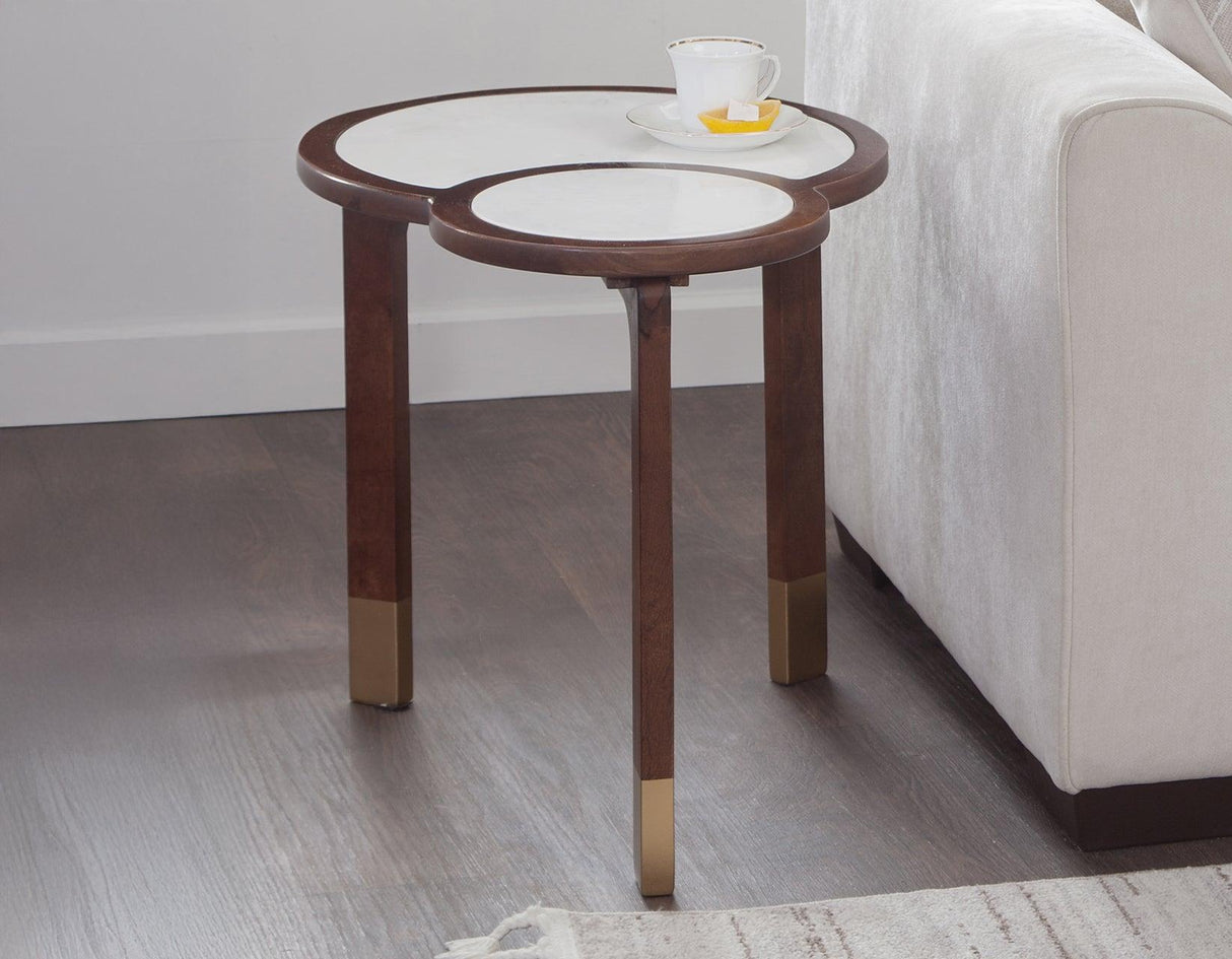 Oormi Banswara White Marble Inlay End Table by Steve Silver at Eve Furniture