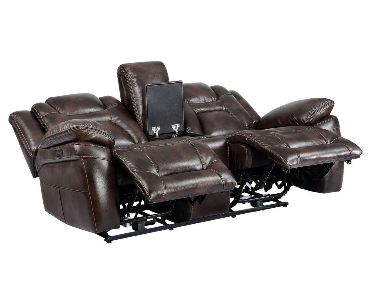 Oportuna Dual-Power Reclining Console Loveseat by Steve Silver at Eve Furniture