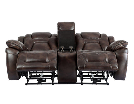 Oportuna Dual-Power Reclining Console Loveseat by Steve Silver at Eve Furniture