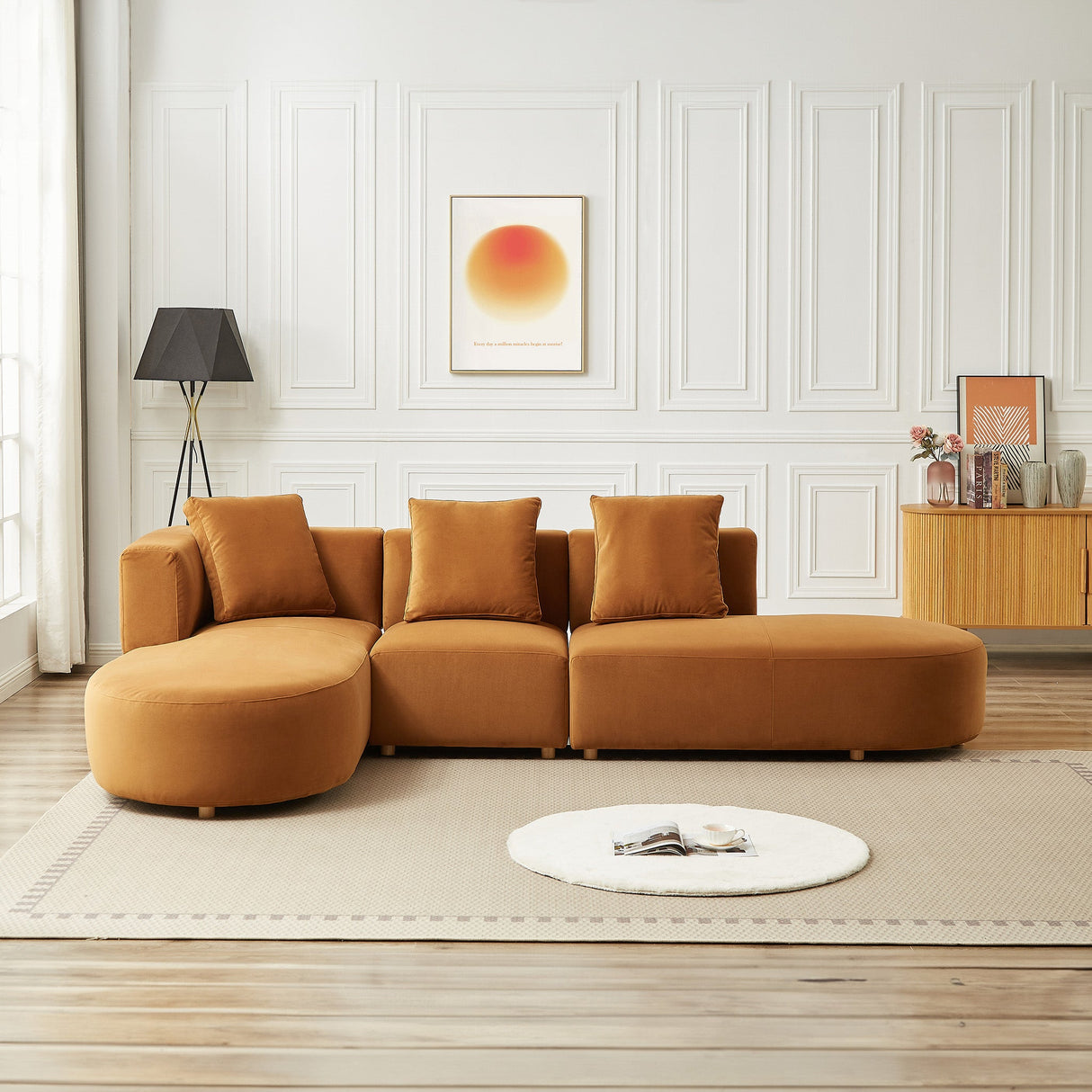 Orby Velvet Sectional Sofa Left Facing by Ashcroft Imports at Eve Furniture