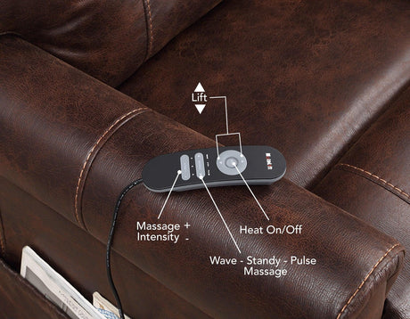 Ottawa Walnut Power Lift Chair with Heat and Massage by Steve Silver at Eve Furniture