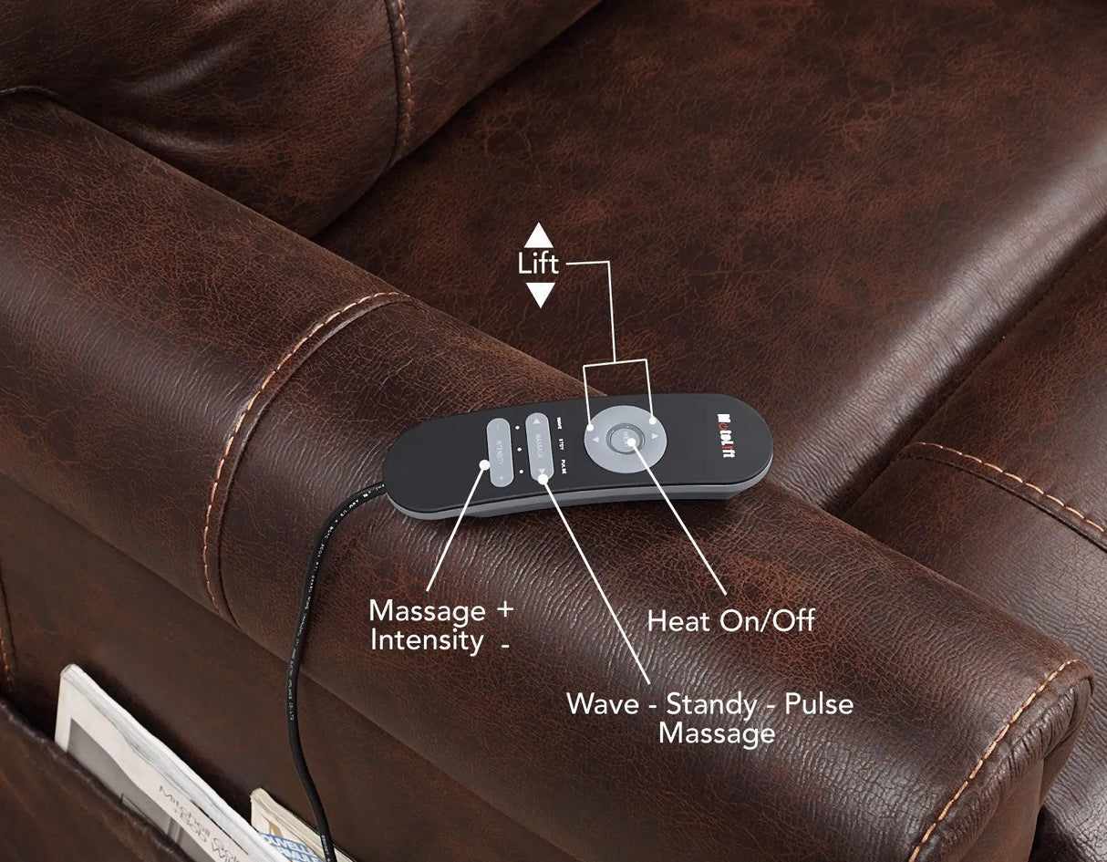 Ottawa Walnut Power Lift Chair with Heat and Massage by Steve Silver at Eve Furniture