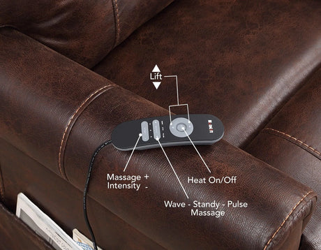 Ottawa Walnut Power Lift Chair with Heat and Massage by Steve Silver at Eve Furniture