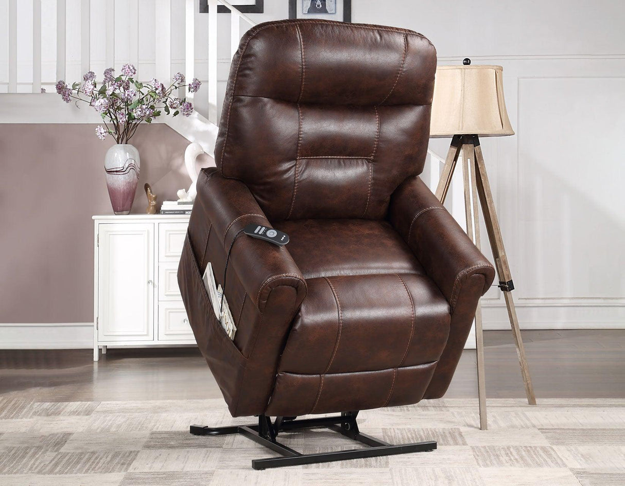 Ottawa Walnut Power Lift Chair with Heat and Massage by Steve Silver at Eve Furniture