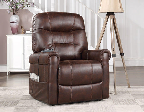 Ottawa Walnut Power Lift Chair with Heat and Massage by Steve Silver at Eve Furniture