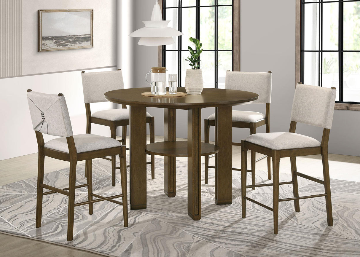 Ottowa Brown 5-Piece Round Wood Counter Height Dining Room Set by Coaster at Eve Furniture