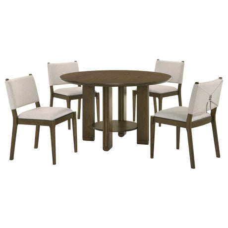 Ottowa Brown 5-Piece Round Wood Dining Room Table Set by Coaster at Eve Furniture