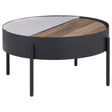 Ozella Sandy Black Round Coffee Table with Hidden Storage by Coaster at Eve Furniture