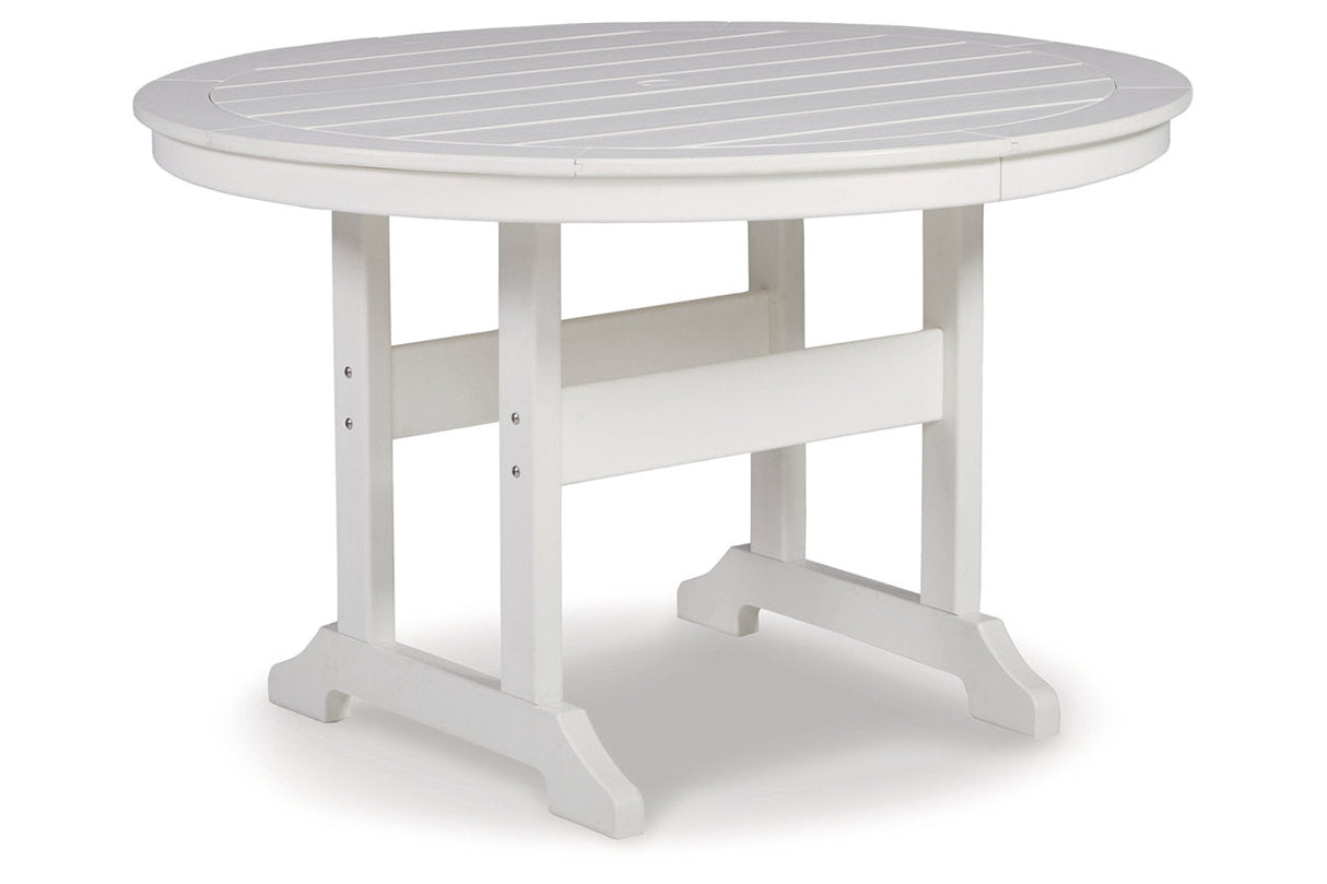 Crescent Luxe White Outdoor Dining Table with 4 Chairs