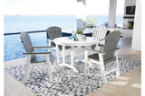 Crescent Luxe White Outdoor Dining Table with 4 Chairs