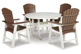 Crescent Luxe White Outdoor Dining Table with 4 Chairs